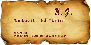 Markovitz Gábriel névjegykártya